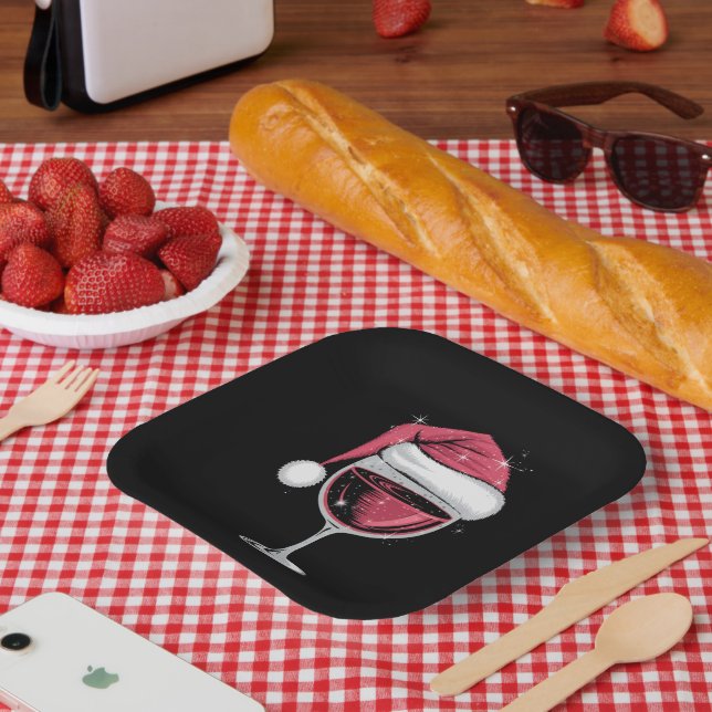 Red Wine Glass Weihnachten Weihnachten Weihnachten Pappteller (Picknick)