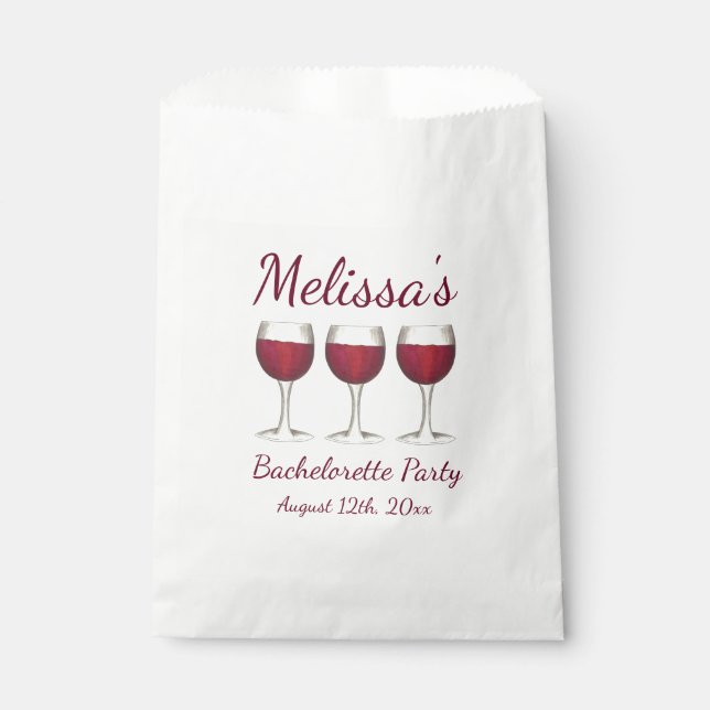 Red Wine Glasses Bachelorette Brautparty Party Geschenktütchen (Vorderseite)