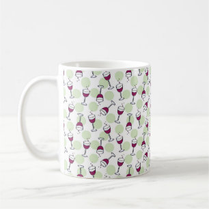 Red Wine Glasses Bubbles Illustration Pattern Kaffeetasse