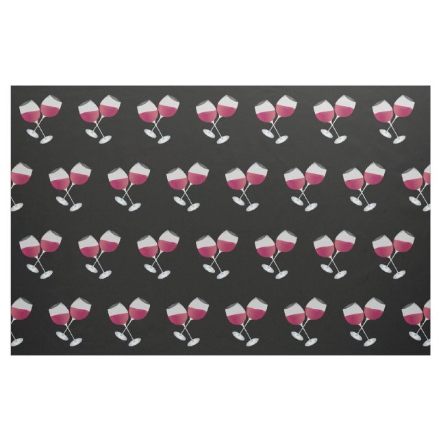 Red Wine Glasses Muster auf schwarz Stoff (Fat Quarter (45,7 x 55,9 cm))