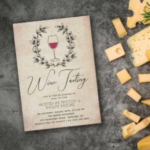 Red Wine Laurel Wreath Vintage Wine Degustation Pa Einladung
