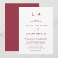 Red Wine Monogram Simple Minimalistisch Wedding In