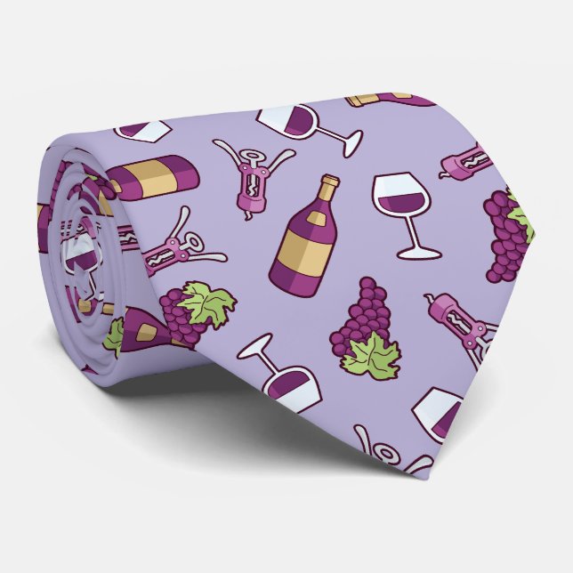 Red Wine Pattern Neck Tie Krawatte (Gerollt)