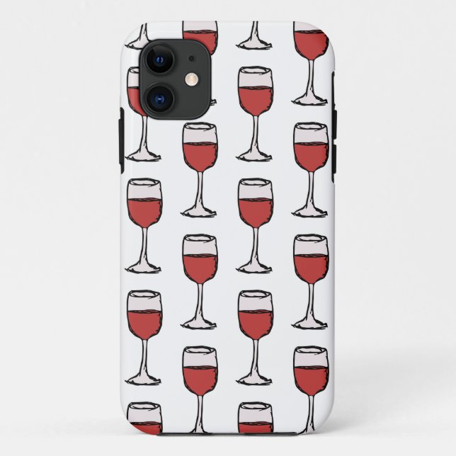 Red Wineglass Pattern iPhone Case (Rückseite)