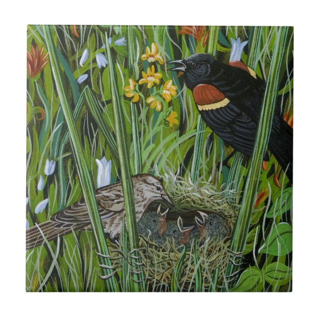 Red Wing Blackbird Fliese (Vorderseite)