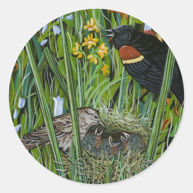 Red Wing Blackbird Runder Aufkleber (Vorderseite)