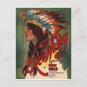 Red Wing Indian Native American Music Art Postkarte