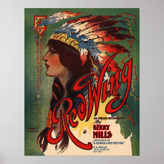 Red Wing Indian Sheet Music Cover Poster (Vorne)