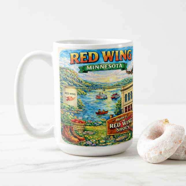 Red Wing, Minnesota Souvenir Gift Latte Mug Kaffeetasse (Mit Donut)