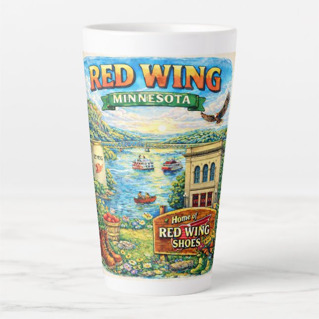 Red Wing, Minnesota Souvenir Gift Latte Mug Milchtasse (Vorderseite)