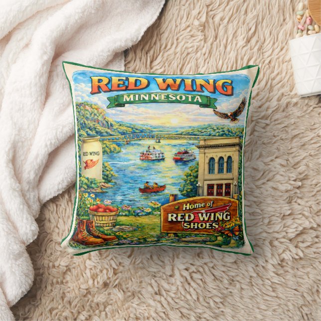 Red Wing, Minnesota Souvenir Gift Pillow Kissen (Decke)