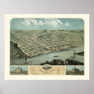 Red Wing, MN Panorama Karte - 1868 Poster