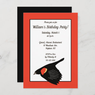 Red-Winged Blackbird in Flight Birthday Party Einladung