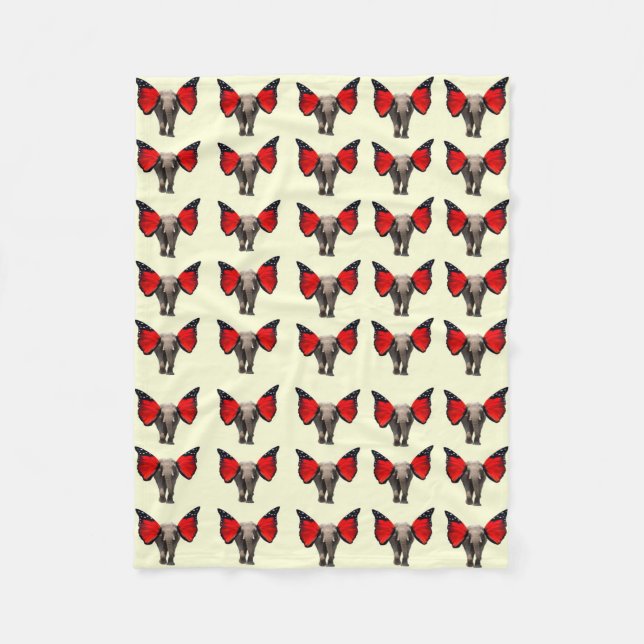 Red Winged Elephant Blanket Fleecedecke (Vorderseite)