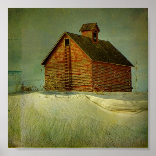 Red Winter Barn Poster (Vorne)