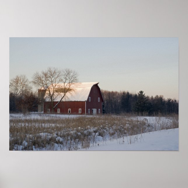 Red Winter Barn Poster (Vorne)