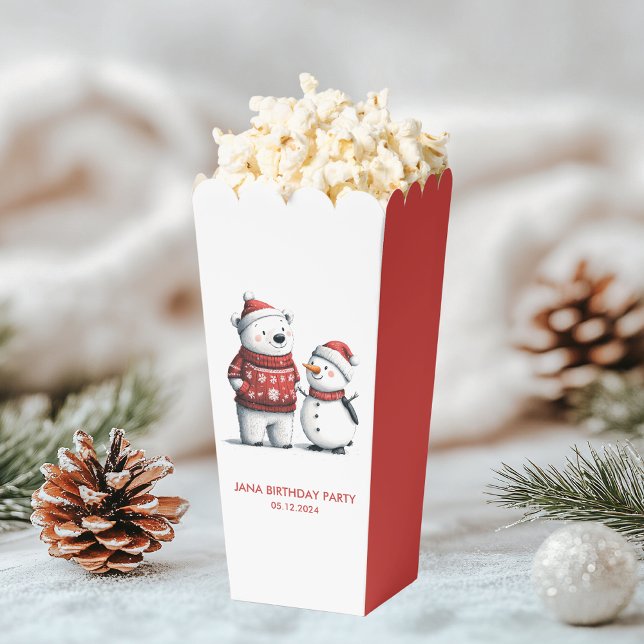 Red Winter Bear & Snowmen | Winter Wonderland Geschenkschachtel (Von Creator hochgeladen)