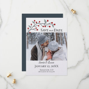 Red Winter Berries Custom Foto Save The Date