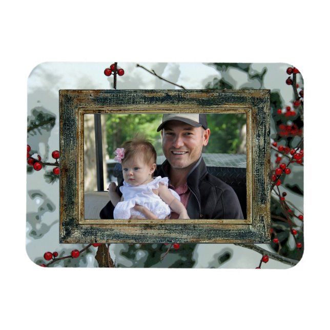 Red Winter Berries Holiday Flexible Magnet (Horizontal)