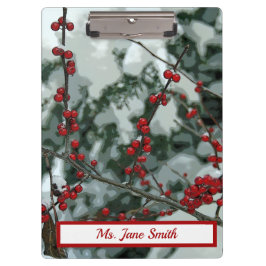 Red Winter Berries Weihnachtsfeiertag Clipboard Klemmbrett