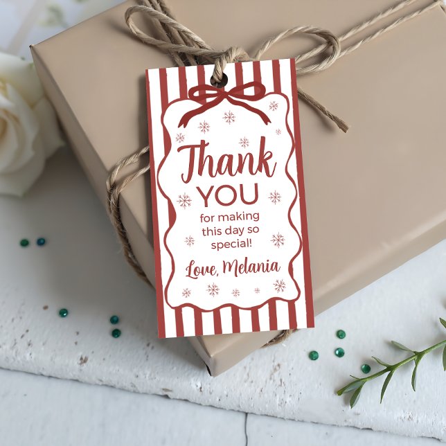 Red Winter Birthday Favor Gift Tag Geschenkanhänger (Von Creator hochgeladen)