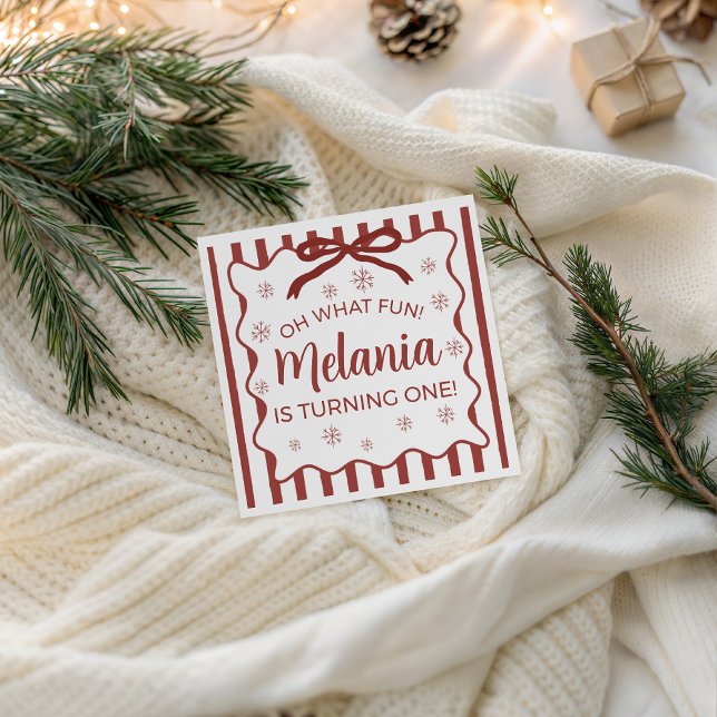 Red Winter Birthday Napkin Design Serviette (Von Creator hochgeladen)