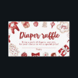 Red Winter Christmas Baby Dusche Windeln Raffle Begleitkarte<br><div class="desc">Rustikale Red Winter Weihnachtsdusche Windeln Windeln Raffel</div>