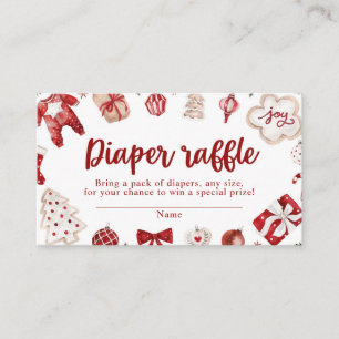 Red Winter Christmas Baby Dusche Windeln Raffle Begleitkarte