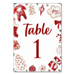 Red Winter Christmas Baby Showcard Tischnummer