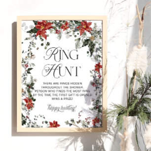 Red Winter Evergreen Ring Brautparty Game Poster