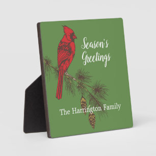 Red Winter Kardinal Personalisiert Tabletop Fotoplatte