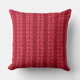 Red Winter Knitting Wooly Muster Kissen