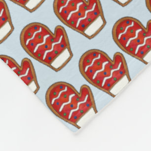 Red Winter Mitten Print Christmas Cookie Holiday Fleecedecke