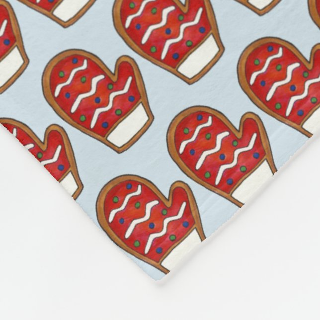 Red Winter Mitten Print Christmas Cookie Holiday Fleecedecke (Ecke)