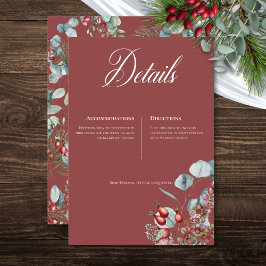 Red Winter Pine Berries Eucalyptus Wedding Begleitkarte