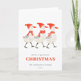 Red Winter Quacking Christmas Ducks Business-Logo Feiertagskarte