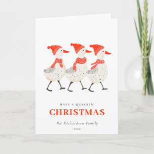 Red Winter Quacking Christmas Ducks Business-Logo Feiertagskarte