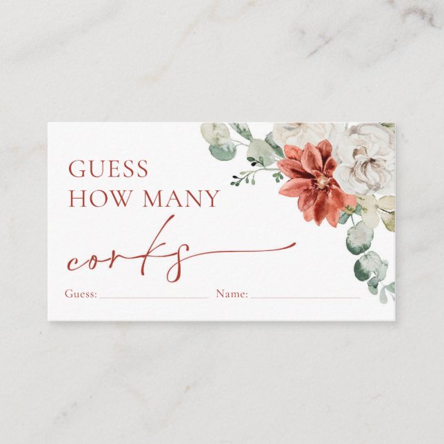 Red Winter rät wie viele Corks Spiel Begleitkarte (Vorderseite)