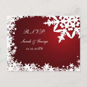 Red Winter Wedding Rsvp Karte