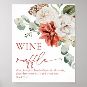Red Winter Wine Raffle Brautparty Spielzeichen Poster