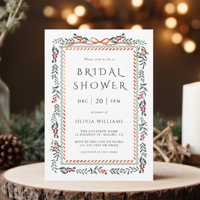 Red Winterberry Frame Brautparty Einladung (Von Creator hochgeladen)
