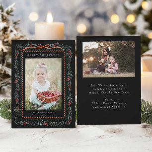 Red Winterberry Frame Christmas 2 Foto Black Feiertagskarte