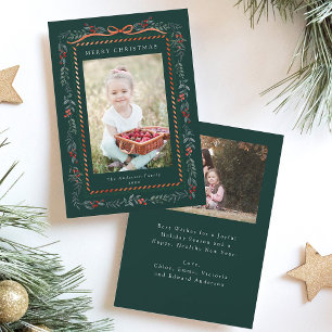 Red Winterberry Frame Christmas 2 Foto Green Feiertagskarte