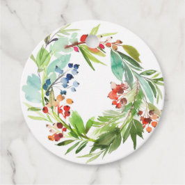 Red Winterberry und Juniper Wreath Weihnachten Geschenkanhänger