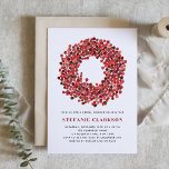 Red Winterberry Wreath Christmas Brautparty Einladung<br><div class="desc">Mit dieser individuell gestaltbaren Brautdusche laden Familie und Freunde zu Ihrer Veranstaltung ein. Es verfügt über einen handbemalten roten Winterbeerkranz. Personalisieren Sie diese,  indem Sie Ihre Daten hinzufügen. Diese Winter Brautdusche Einladung ist für jede Veranstaltung voll editierbar. Matching-Elemente sind verfügbar.</div>