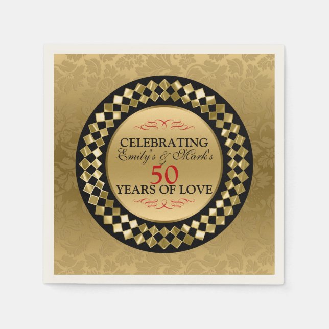 Red Wirbel Gold Damask Serviette (Vorderseite)