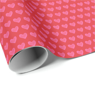 Red with Pink Hearts V-Day Wrapping Paper Geschenkpapier