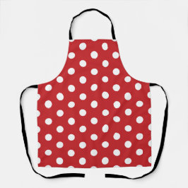 Red with Solid White Dot Style All-Over Print  Schürze