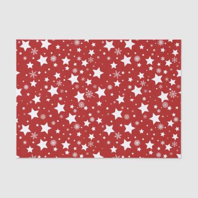 RED with WHITE HOLIDAY STARS Seidenpapier (Vorderseite)