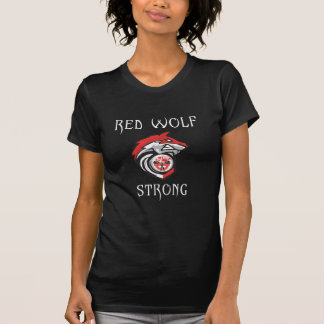 Red Wolf Strong - White Letters Womens T - Shirt
